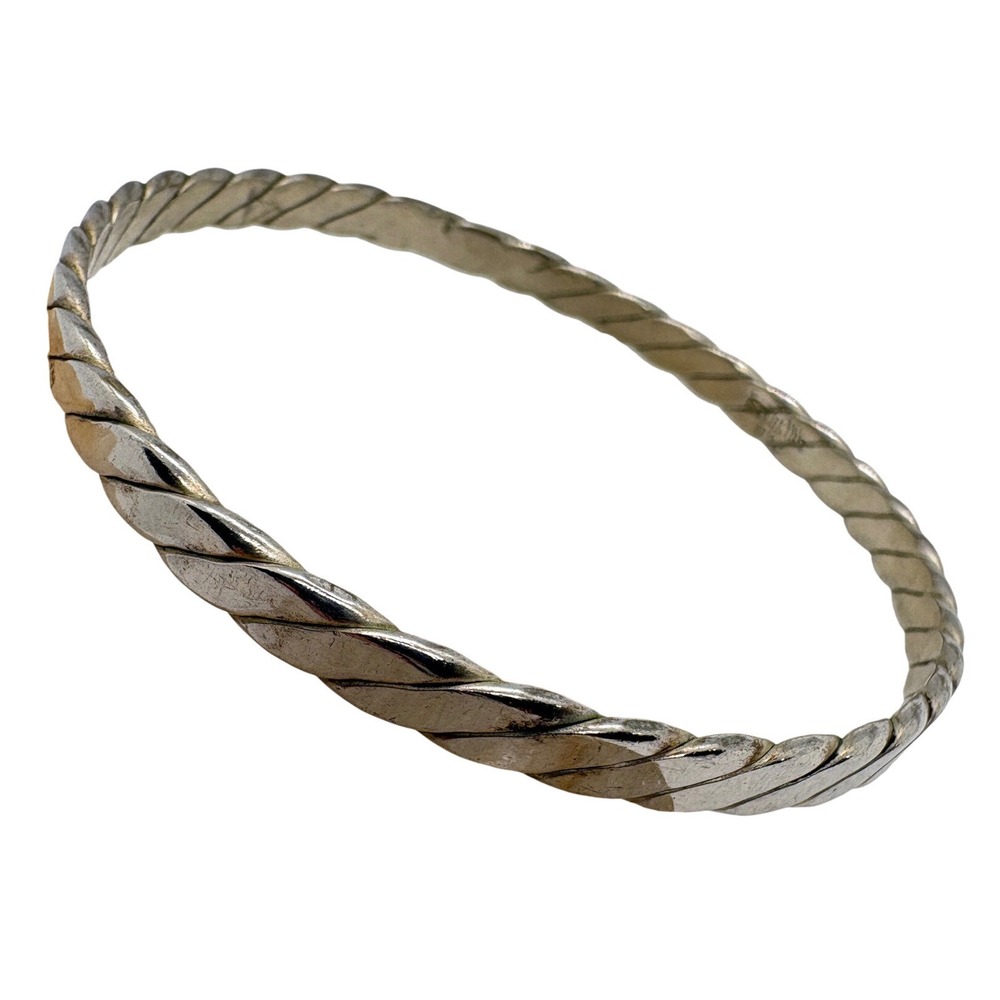 Taxco Mexico Sterling Silver 925 Twisted Rope Bangle Bracelet 16.39g Vintage 8in